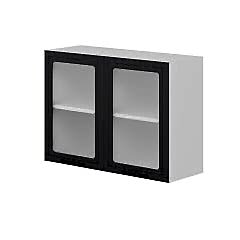 Alvinka Mutfak Modül Mbr_A Üst 2Dk1R 100-H72Cm Dolap Cam Beyaz Antrasit Mdf