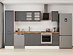 Alvinka 300X210 Cm Klasik Mebran Mutfak Dolabı Mb-E90B50S40-3 Mebran | Antrasit - Mdf