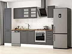 Alvinka 300X210 Cm Klasik Mebran Mutfak Dolabı Mb-E90B50S40-3 Mebran | Antrasit - Mdf