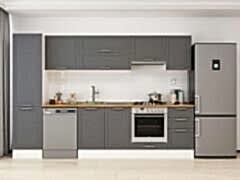 Alvinka 305X210 Cm Klasik Mebran Mutfak Dolabı Mb-E90B50S45-1 Mebran | Antrasit - Suntalam