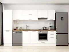 Alvinka 305X210 Cm Klasik Mebran Mutfak Dolabı Mb-E90B50S45-1 Mebran | Beyaz - Mdf