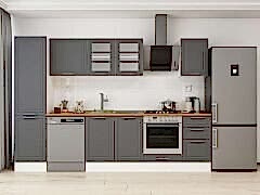 Alvinka 305X210 Cm Klasik Mebran Mutfak Dolabı Mb-E90B50S45-3 Mebran | Antrasit - Suntalam