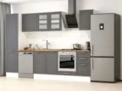 Alvinka 305X210 Cm Klasik Mebran Mutfak Dolabı Mb-E90B50S45-3 Mebran | Antrasit - Suntalam