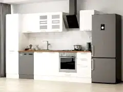 Alvinka 305X210 Cm Klasik Mebran Mutfak Dolabı Mb-E90B50S45-3 Mebran | Beyaz - Mdf