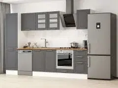 Alvinka 305X210 Cm Klasik Mebran Mutfak Dolabı Mb-E90B50S45-3 Mebran | Antrasit - Mdf