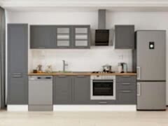 Alvinka 310X210 Cm Klasik Mebran Mutfak Dolabı Mb-E90B50S50-3 Mebran | Antrasit - Suntalam