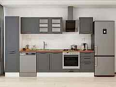 Alvinka 310X210 Cm Klasik Mebran Mutfak Dolabı Mb-E90B50S50-3 Mebran | Antrasit - Mdf