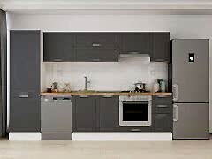 Alvinka 310X210 Cm Klasik Mebran Mutfak Dolabı Mb-E90B60S40-1 Mebran | Antrasit - Mdf