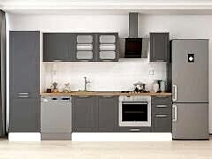 Alvinka 310X210 Cm Klasik Mebran Mutfak Dolabı Mb-E90B60S40-3 Mebran | Antrasit - Suntalam