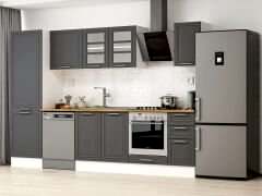 Alvinka 310X210 Cm Klasik Mebran Mutfak Dolabı Mb-E90B60S40-3 Mebran | Antrasit - Suntalam