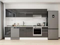 Alvinka 280X210 Cm High Gloss Mutfak Dolabı M-E80S40S40-1 High Gloss | Antrasit - Suntalam