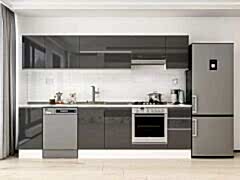 Alvinka 280X210 Cm High Gloss Mutfak Dolabı M-E80S40S40-1 High Gloss | Antrasit - Mdf