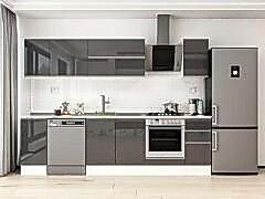 Alvinka 280X210 Cm High Gloss Mutfak Dolabı M-E80S40S40-2 High Gloss | Antrasit - Mdf