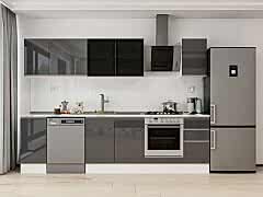 Alvinka 280X210 Cm High Gloss Mutfak Dolabı M-E80S40S40-3 High Gloss | Antrasit - Suntalam