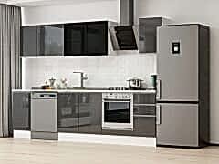 Alvinka 280X210 Cm High Gloss Mutfak Dolabı M-E80S40S40-3 High Gloss | Antrasit - Mdf