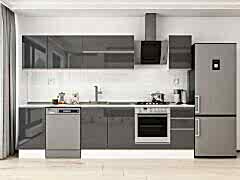 Alvinka 285X210 Cm High Gloss Mutfak Dolabı M-E80S45S40-2 High Gloss | Antrasit - Suntalam