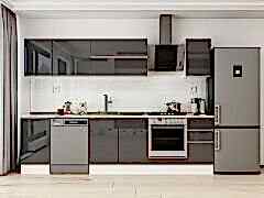 Alvinka 285X210 Cm High Gloss Mutfak Dolabı M-E80S45S40-2 High Gloss | Antrasit - Mdf