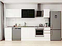 Alvinka 285X210 Cm High Gloss Mutfak Dolabı M-E80S45S40-3 High Gloss | Beyaz - Suntalam