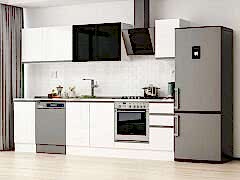 Alvinka 285X210 Cm High Gloss Mutfak Dolabı M-E80S45S40-3 High Gloss | Beyaz - Suntalam