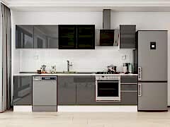 Alvinka 285X210 Cm High Gloss Mutfak Dolabı M-E80S45S40-3 High Gloss | Antrasit - Suntalam