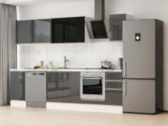 Alvinka 285X210 Cm High Gloss Mutfak Dolabı M-E80S45S40-3 High Gloss | Antrasit - Suntalam