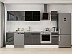 Alvinka 285X210 Cm High Gloss Mutfak Dolabı M-E80S45S40-3 High Gloss | Antrasit - Mdf