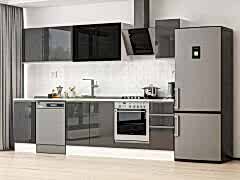 Alvinka 285X210 Cm High Gloss Mutfak Dolabı M-E80S45S40-3 High Gloss | Antrasit - Mdf