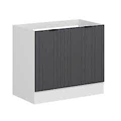 Alvinka Mutfak Modül Mbr_B Alt 2K 100Cm Evye Dolap Beyaz Antrasit Suntalam