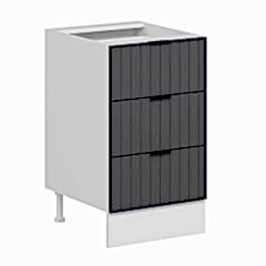 Alvinka Mutfak Modül Mbr_B Alt 3Ç Nray 50Cm Dolap Beyaz Antrasit Mdf