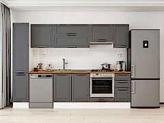 Alvinka 280X210 Cm Klasik Mebran Mutfak Dolabı Mb-E80B40S40-1 Mebran | Antrasit - Suntalam