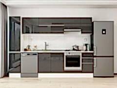 Alvinka 280X210 Cm High Gloss Mutfak Dolabı Mb-E80B40S40-1 High Gloss | Antrasit - Mdf