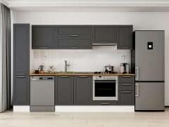 Alvinka 280X210 Cm Klasik Mebran Mutfak Dolabı Mb-E80B40S40-1 Mebran | Antrasit - Mdf