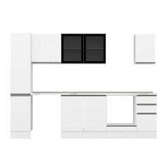 Alvinka 280X210 Cm High Gloss Mutfak Dolabı Mb-E80B40S40-3 High Gloss | Beyaz - Suntalam