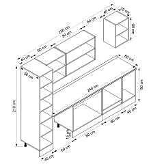 Alvinka 280X210 Cm High Gloss Mutfak Dolabı Mb-E80B40S40-3 High Gloss | Beyaz - Suntalam