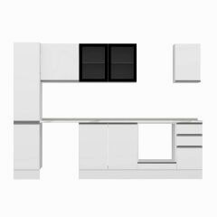 Alvinka 280X210 Cm High Gloss Mutfak Dolabı Mb-E80B40S40-3 High Gloss | Beyaz - Mdf