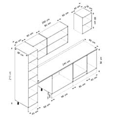 Alvinka 280X210 Cm High Gloss Mutfak Dolabı Mb-E80B40S40-3 High Gloss | Beyaz - Mdf