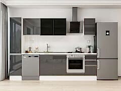 Alvinka 280X210 Cm High Gloss Mutfak Dolabı Mb-E80B40S40-3 High Gloss | Antrasit - Suntalam