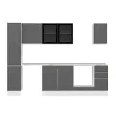 Alvinka 280X210 Cm High Gloss Mutfak Dolabı Mb-E80B40S40-3 High Gloss | Antrasit - Suntalam