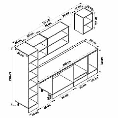 Alvinka 280X210 Cm High Gloss Mutfak Dolabı Mb-E80B40S40-3 High Gloss | Antrasit - Suntalam
