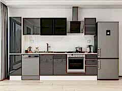 Alvinka 280X210 Cm High Gloss Mutfak Dolabı Mb-E80B40S40-3 High Gloss | Antrasit - Mdf