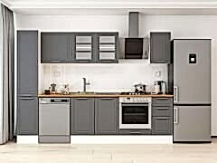 Alvinka 280X210 Cm Klasik Mebran Mutfak Dolabı Mb-E80B40S40-3 Mebran | Antrasit - Suntalam