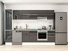 Alvinka 285X210 Cm High Gloss Mutfak Dolabı Mb-E80B40S45-1 High Gloss | Antrasit - Mdf