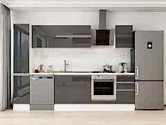 Alvinka 285X210 Cm High Gloss Mutfak Dolabı Mb-E80B40S45-2 High Gloss | Antrasit - Mdf