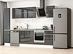 Alvinka 285X210 Cm High Gloss Mutfak Dolabı Mb-E80B40S45-2 High Gloss | Antrasit - Mdf