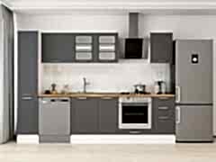 Alvinka 285X210 Cm Klasik Mebran Mutfak Dolabı Mb-E80B40S45-3 Mebran | Antrasit - Suntalam