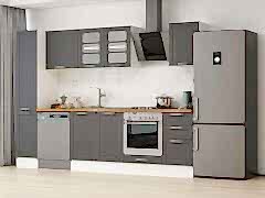 Alvinka 285X210 Cm Klasik Mebran Mutfak Dolabı Mb-E80B40S45-3 Mebran | Antrasit - Suntalam