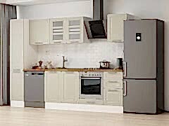 Alvinka 285X210 Cm Klasik Mebran Mutfak Dolabı Mb-E80B40S45-3 Mebran | Kumtaşı - Mdf