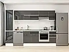 Alvinka 285X210 Cm High Gloss Mutfak Dolabı Mb-E80B45S40-1 High Gloss | Antrasit - Suntalam