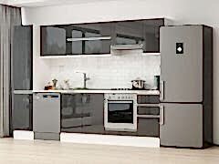 Alvinka 285X210 Cm High Gloss Mutfak Dolabı Mb-E80B45S40-1 High Gloss | Antrasit - Mdf