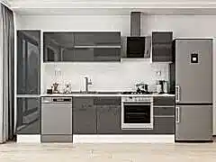 Alvinka 285X210 Cm High Gloss Mutfak Dolabı Mb-E80B45S40-2 High Gloss | Antrasit - Suntalam